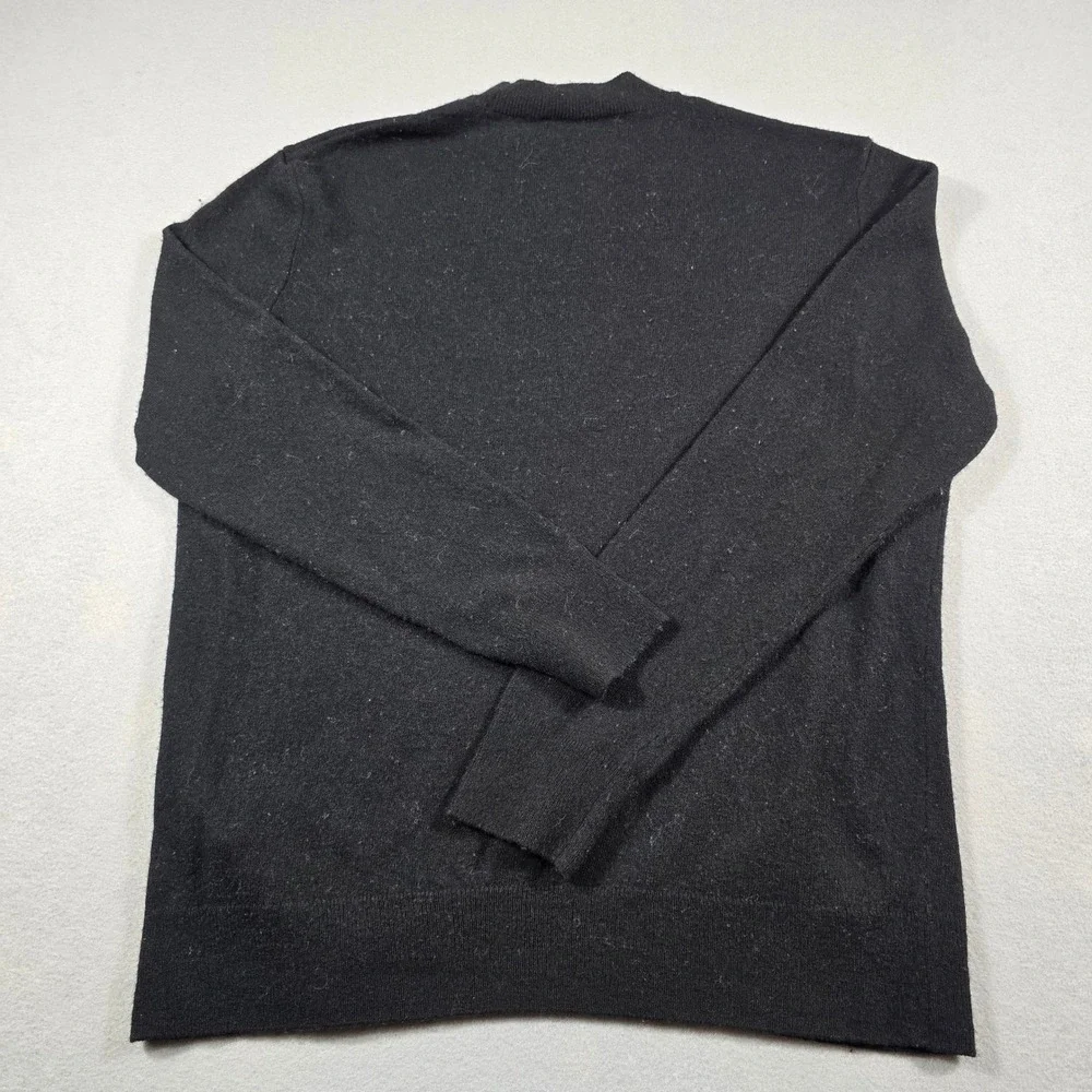 Zara Mens Medium Black Sweater Mock Neck Cashmere Blend Knit Long Sleeve